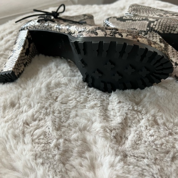 All Saints Heeled Peep Toe Snakeskin Boot - Picture 4 of 9